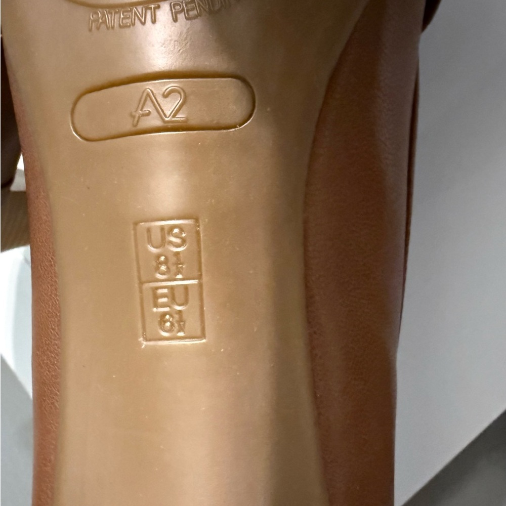 AEROSOLES Brown Leather Loafer Heels with Gold Buckle - Picture 3 of 10